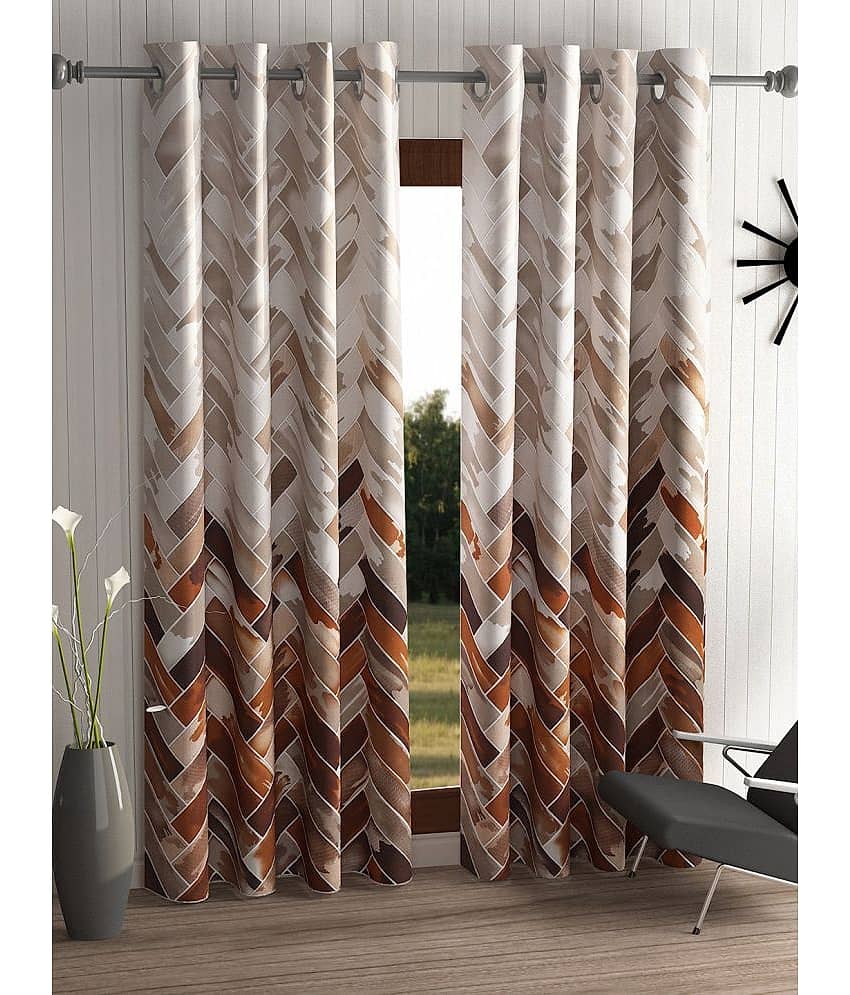 Home Sizzler - Multicolor Pack of 2 Polyester Window Curtain (3.5 ft X 5 ft)