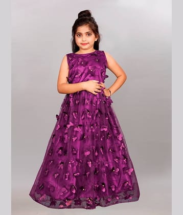 Aika Net Gown For Girls ( Pack of 1 , Purple )