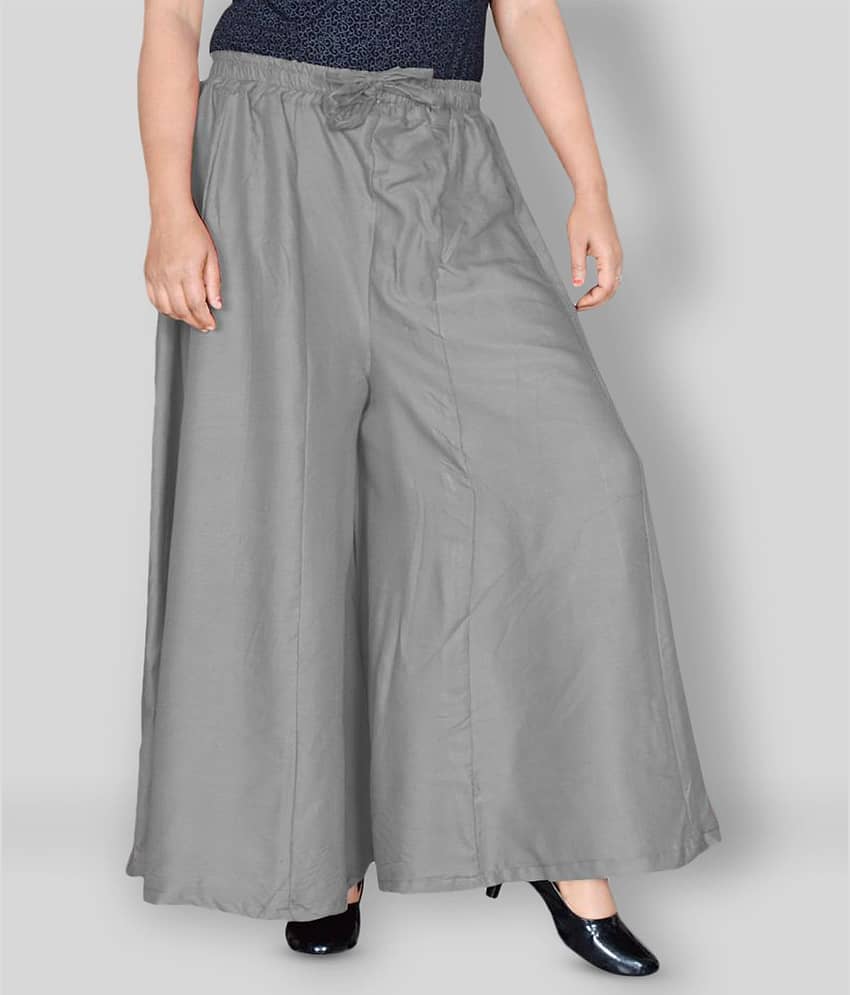 Sttoffa - Dark Grey Rayon Flared Women's Palazzos ( Pack of 1 )