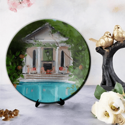 Pool Garden Wall Plate Home Décor-8 Inches