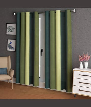 N2C Home - Brown Polyester Colorblock Window Curtain ( Pack of 2 )