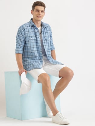 Blue & White Full Sleeved Oversized Casual Shirt-38