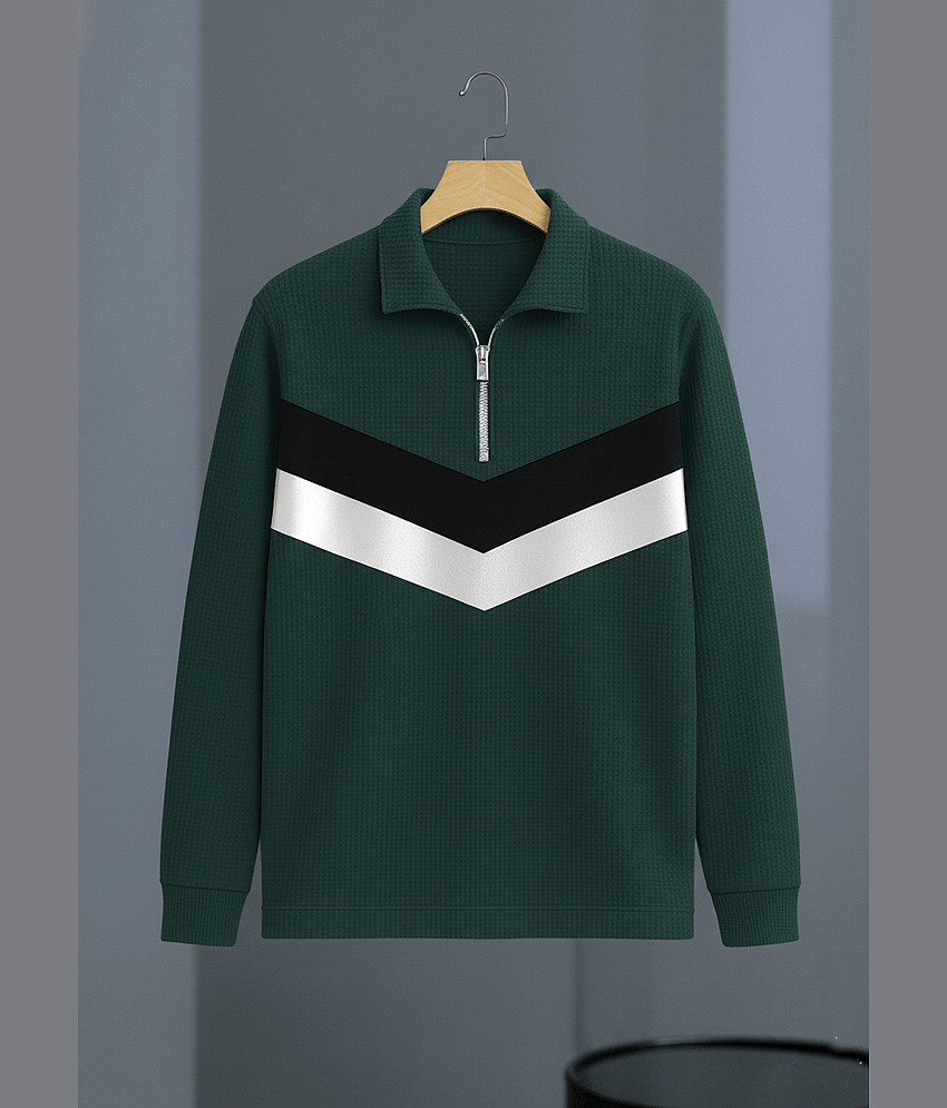 Try This Cotton Blend Polo Collar Men's Sweatshirt - Green ( Pack of 1 )