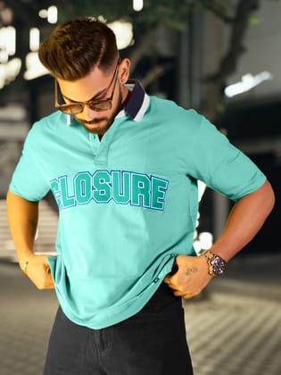Closure Berly Green Half Sleeve Polo Tshirt-L