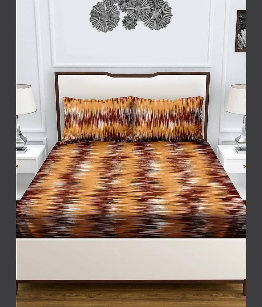 Bella Casa Cotton Double Bedsheet ( Brown )