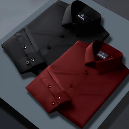 Combo of 2 Formal shirts Black & Maroon Colour-S