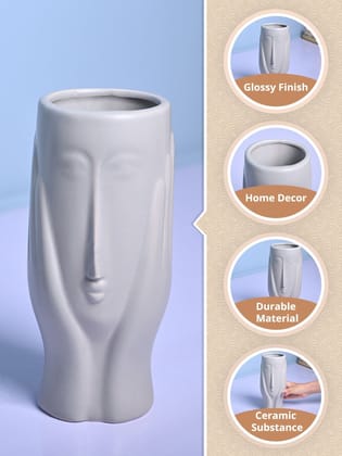Grey Glossy Ceramic Vase - Contemporary Sophistication
