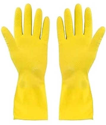 Reusable Natural Latex Rubber, Powder Free Dish Washing Cleaning Gloves ( 1 pair )