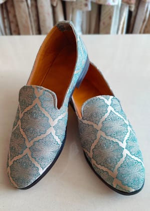 Light Blue Loafer Shoes for Mens-Blue / 6