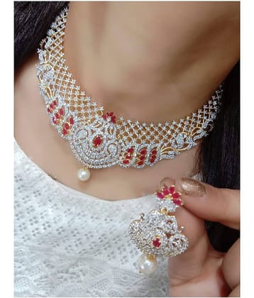 Navya Collections Alloy Maroon Contemporary/Fashion Necklaces Set Choker