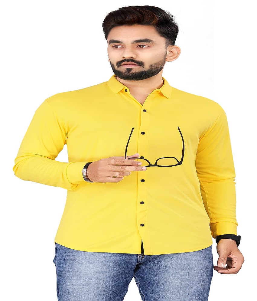 jeevaan... the perfact fashion Cotton Blend Slim Fit Solids Full Sleeves Men's Casual Shirt - Yellow ( Pack of 1 )