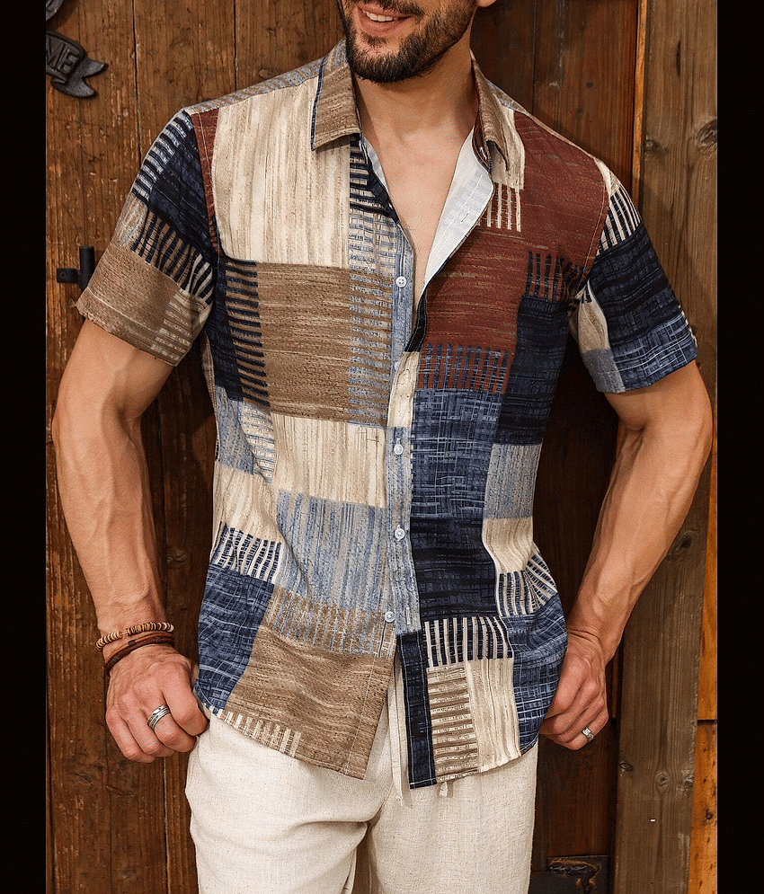 AAPSKA Poly Cotton Regular Fit Colorblock Half Sleeves Men's Casual Shirt - Multi ( Pack of 1 )