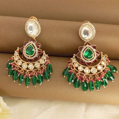 Victorian Polki ruby dangle earrings