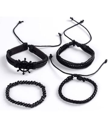 FASHION FRILL Black Bracelet ( Pack of 4 )