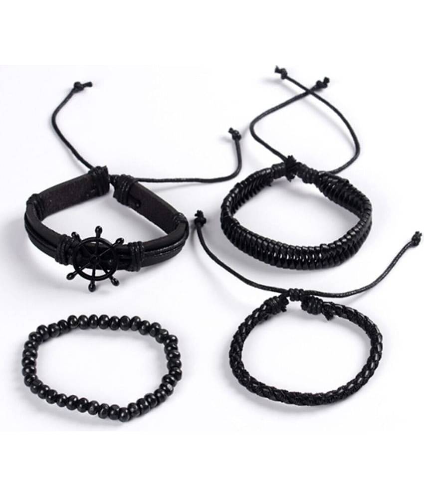 FASHION FRILL Black Bracelet ( Pack of 4 )