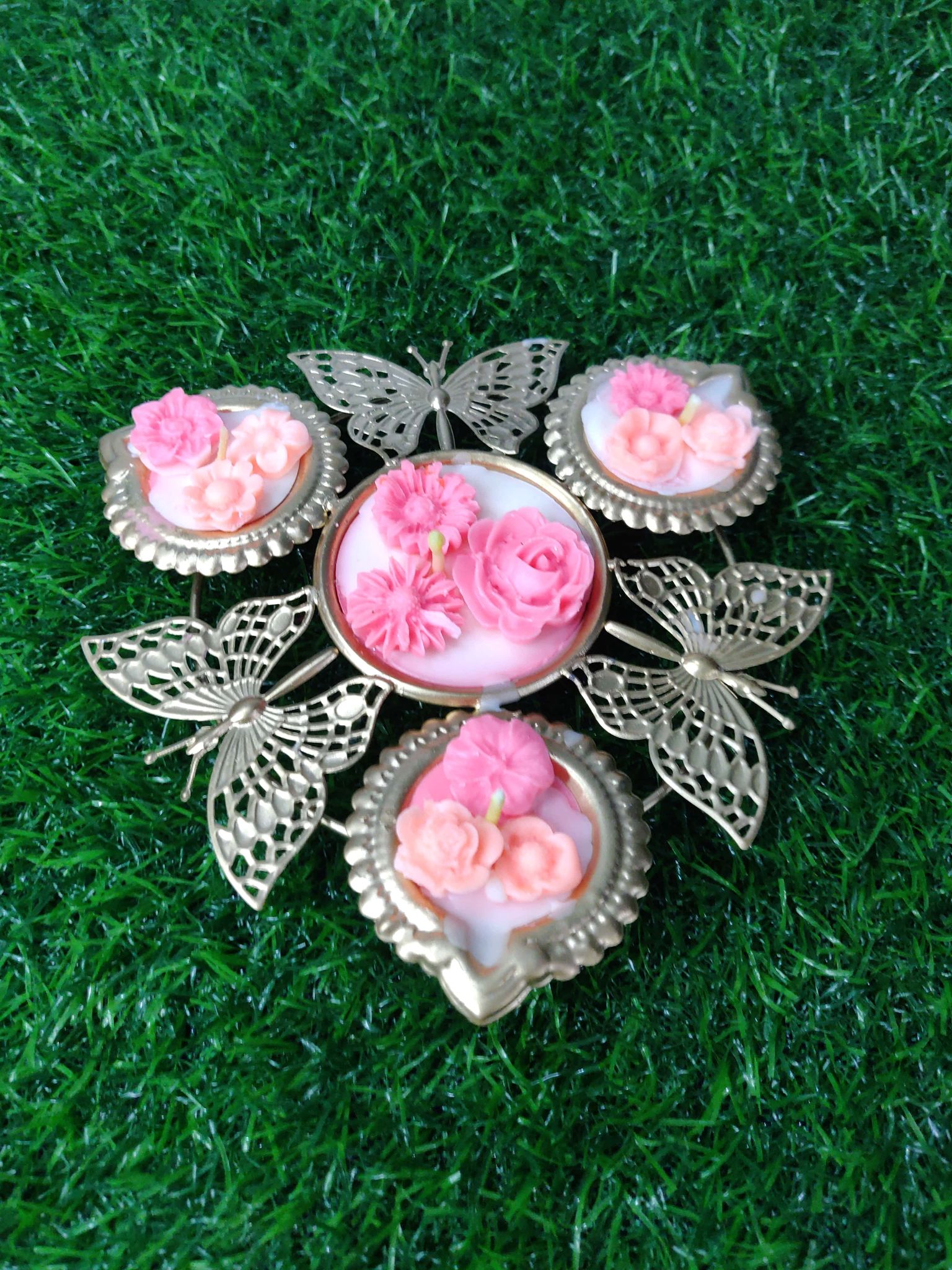 Metal Golden Designer Butterfly Urli for Diwali & Festival