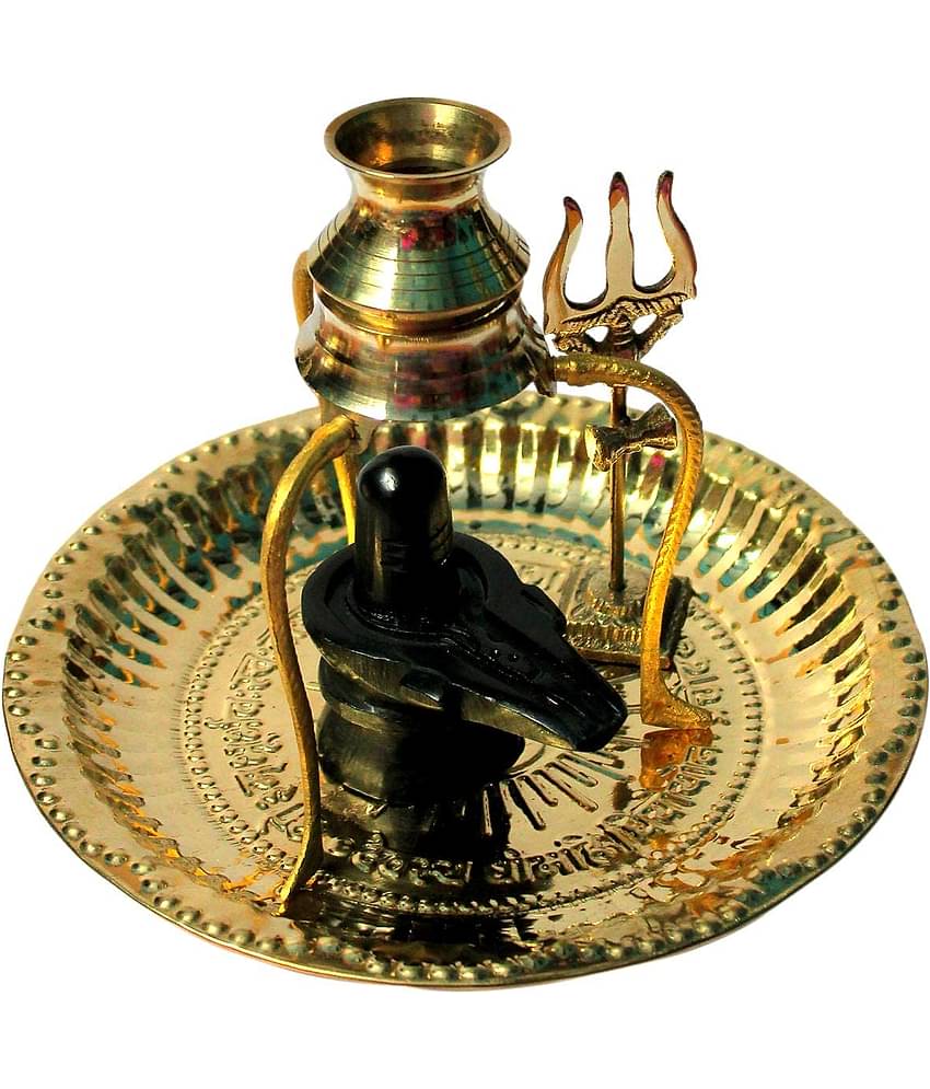 NAVYAKSH Brass Shivling Idol ( 13 cm )