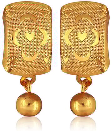 VIVASTRI Golden Stud Earrings ( Pack of 1 ) - Golden