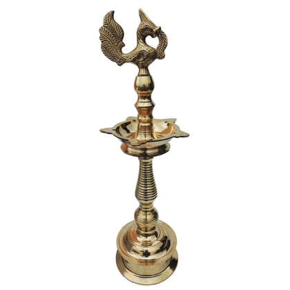 Brass Table Decor Oil Lamp, Deepak  - Decorative Brass Deepak for Gift Use, Height : 19.5 Inch (FMAS122 G)