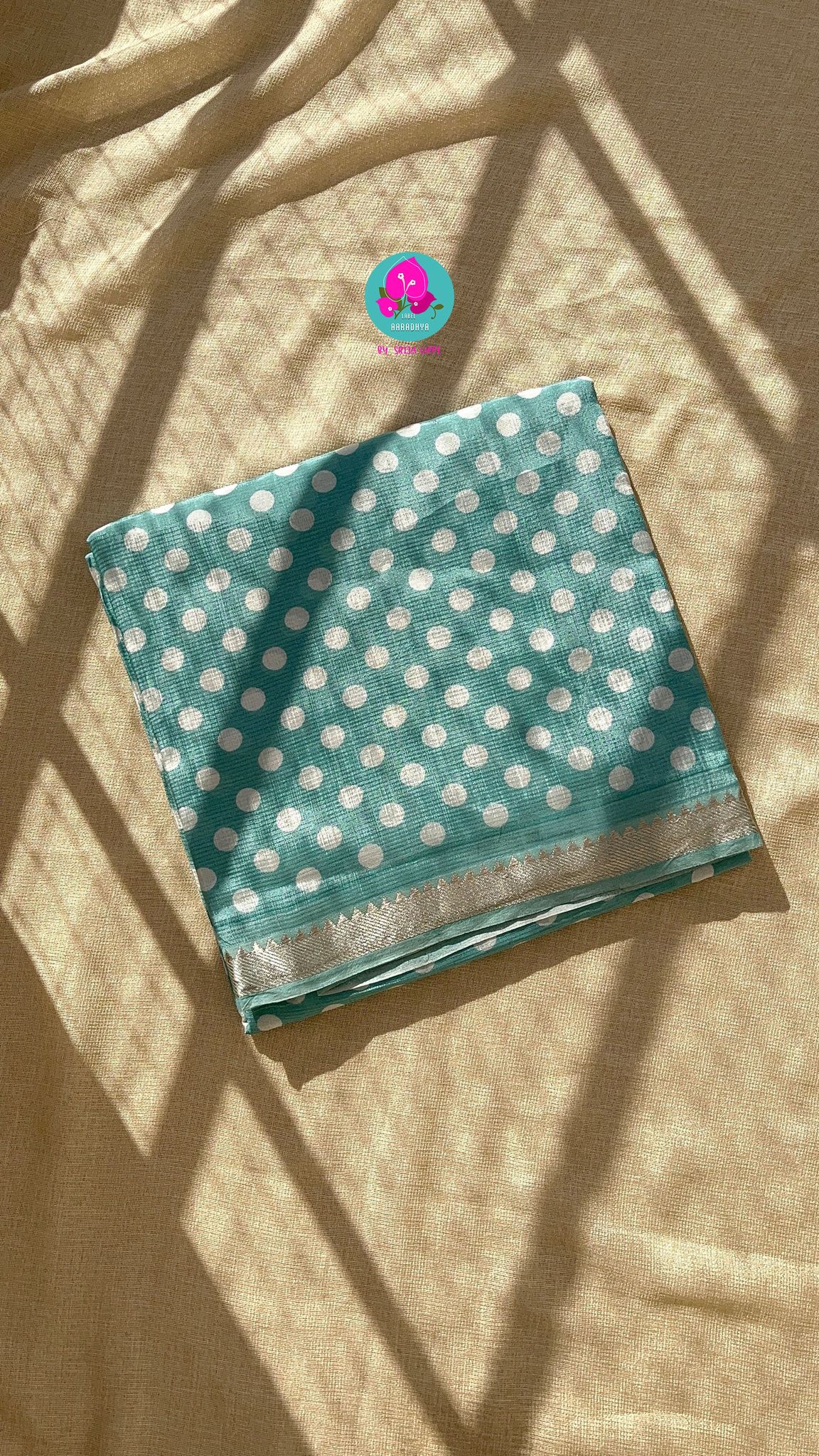 Pure handloom Mangalagiri Silk saree with Polka dots