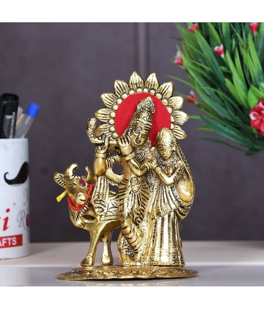 KridayKraft Aluminium Radha Krishna Idol ( 6.5 cm )