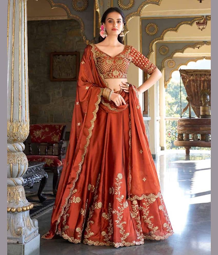 piludi Women's Art Silk Unstitched Flared Lehenga Choli