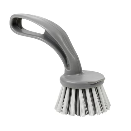 Grey � Kitchen Sink Scrub Brush � Round Bristle Head with Ergonomic Handle � Tough Cleaning Multipurpose Scrubber for Dishes, Pans, Basins & Surfaces � Scrub Brushes