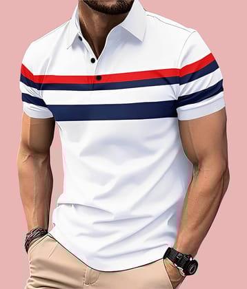 AUSK Men Cotton Blend Regular Fit Printed Polo T Shirt ( Peach )