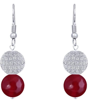 JFL - Jewellery For Less - Maroon Danglers Earrings ( Pack of 1 )