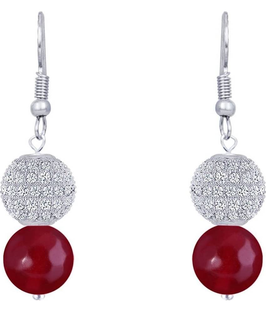 JFL - Jewellery For Less - Maroon Danglers Earrings ( Pack of 1 )