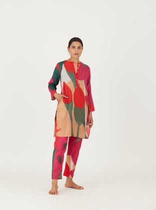 Lei Lani Red Short Kurta Set-XS