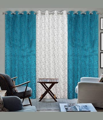 Kraftiq Homes Graphic Blackout Eyelet Curtain 10 ft ( Pack of 3 ) - Multicolor