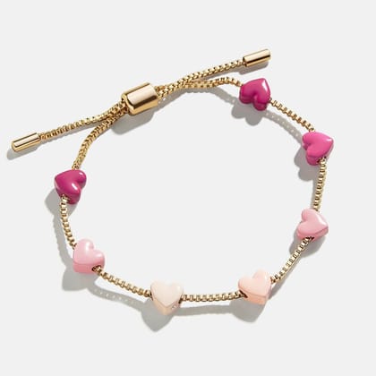 Heart Love 18K Gold Anti Tarnish Adjustable Bracelet For Women-Pink