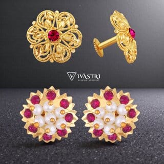 Vivastri Premium Gold Plated Alloy Stud Earrings Combo for Women & Girls Pack of 2