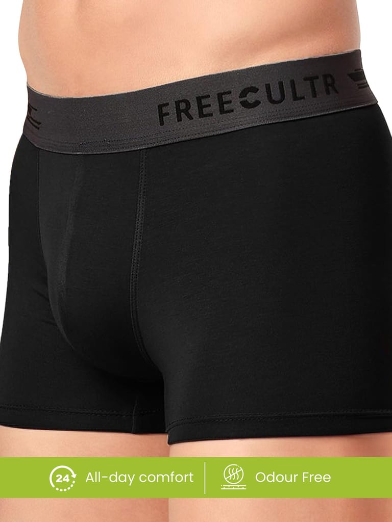 FREECULTR Men's Underwear Anti Bacterial Micromodal Airsoft Brief - Non Itch No Chaffing Sweat Proof-(Xpat & Crux Waistband), Large,Black
