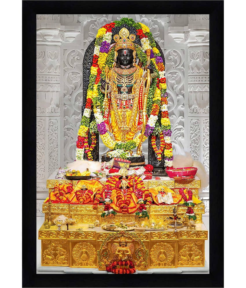 Indianara Ram Lala Religious Painting With Frame (33cm X 24cm)