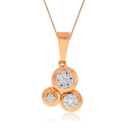 Senco Gold Trio Circlet Diamond Pendant (1.6 gram / 0.25 Ct / GH-VS / 14K Rose Gold)