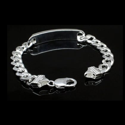 Solid Style Curb Link Design Men's ID Bracelet in 925 Sterling Silver