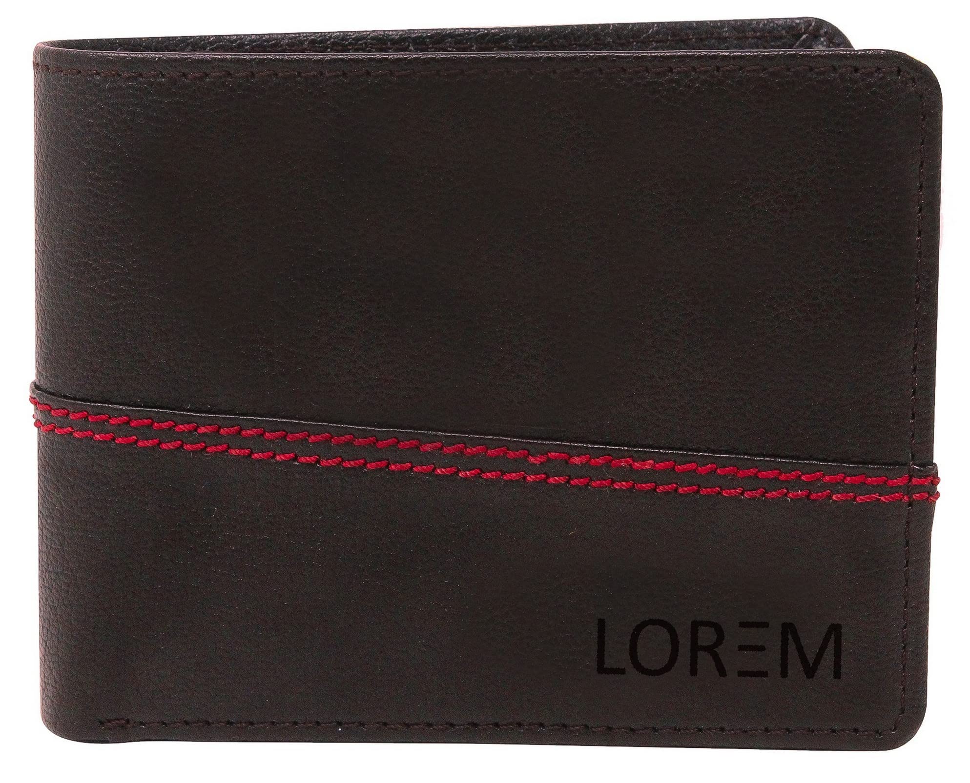 Brown Out Color Stitching Bi-Fold Premium Faux Leather 4 ATM Card Slots Wallet for Men WL07-B