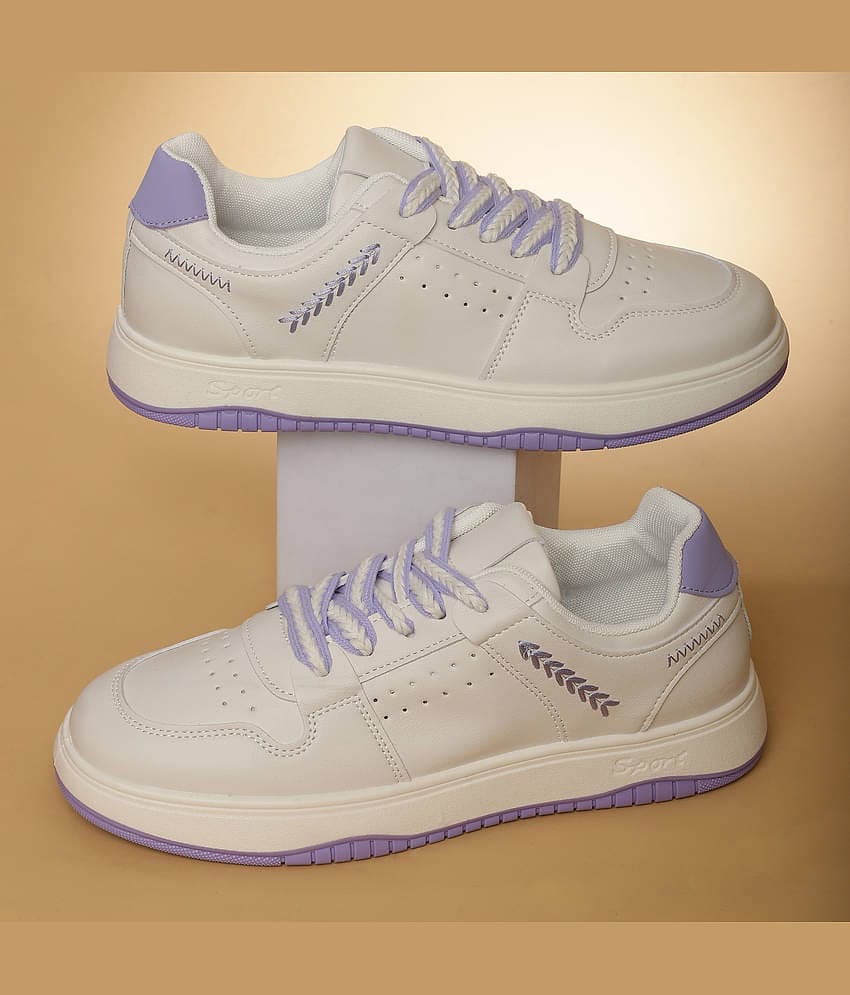 OZZOH White,Purple Women's Sneakers