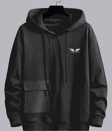 Eyebogler Cotton Blend Regular Fit Solid Full Sleeves Men's Hooded T-Shirt - Black ( Pack of 1 )
