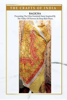Heavy Embroidered Mustard Coloured Georgette Saree