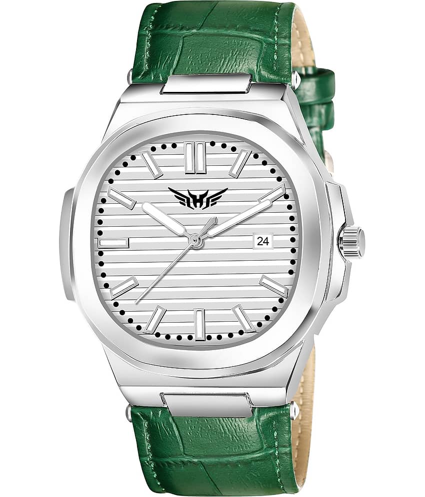 Hala Green Leather Analog Men's Watch