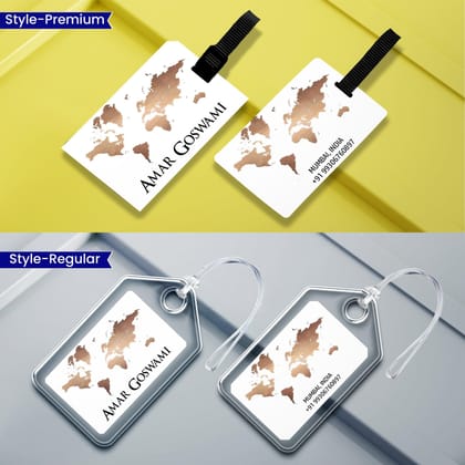 Personalized Luggage Tags - Golden Globe Design-Regular Bag Tags / Set of 2