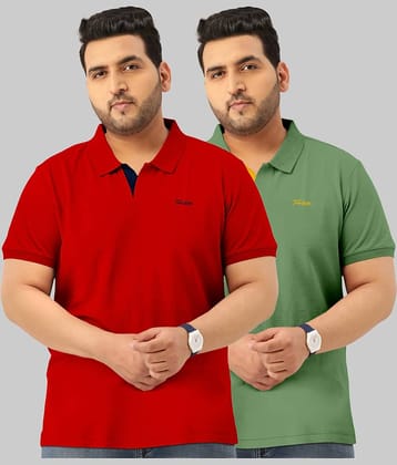 TAB91 Pack of 2 Cotton Blend Regular Fit Solid Half Sleeves Men's Polo T Shirt ( Black )