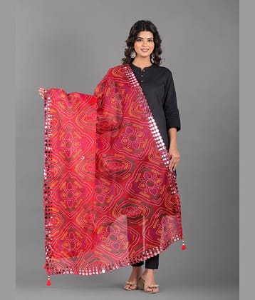 Apratim Red Cotton Blend Women's Dupatta - ( Pack of 1 )