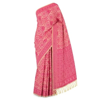 Tussar Sambalpuri Saree Geometric Floral Print โ Multicolor Tussar Sambalpuri Saree Geometric Floral Print โ Multicolor