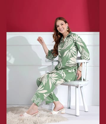 KAHARA Women Top With Palazzos Co-Ord Set ( Green )