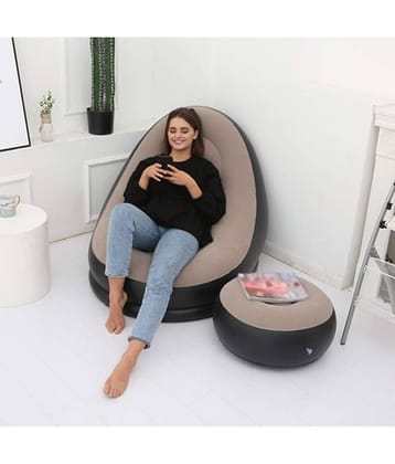 GMPex Best Inflatable Lounge Set with Foot Stool (with Air Pump) 1 Seater Faux Leather Sofa Cover ( Pack of 1 )
