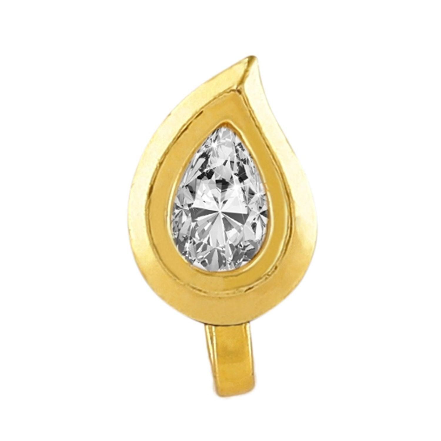Gold-Plated Teardrop Crystal Nose Pin